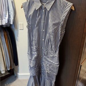 Striped Sleeveless Shirt Dress